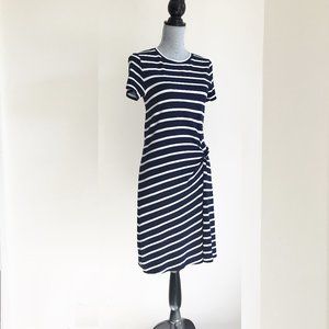 Banana Republic Short Sleeve Knit Twist Striped Tee T-shirt dress navy blue knot